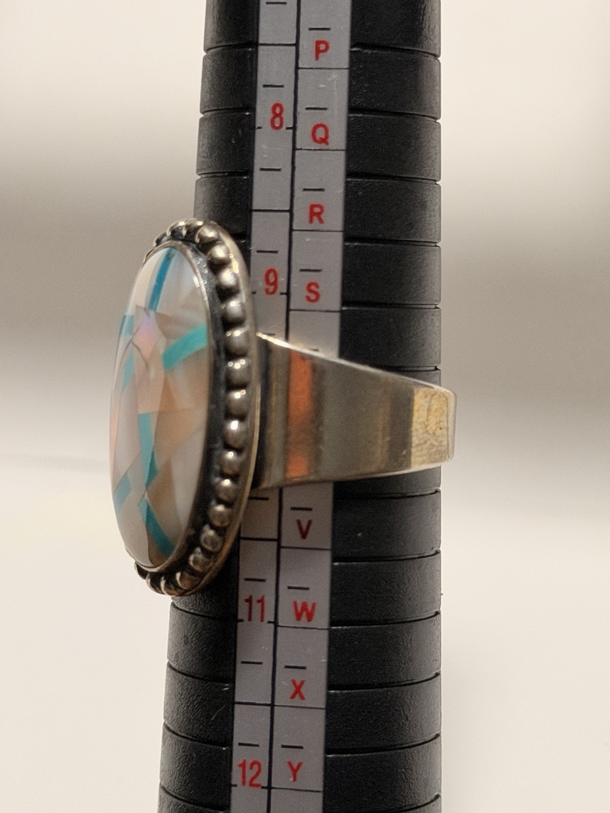 Sincerely Southwest 925 Sterling Silver Oval Mother of Pearl Bezel Ring 10 NEW