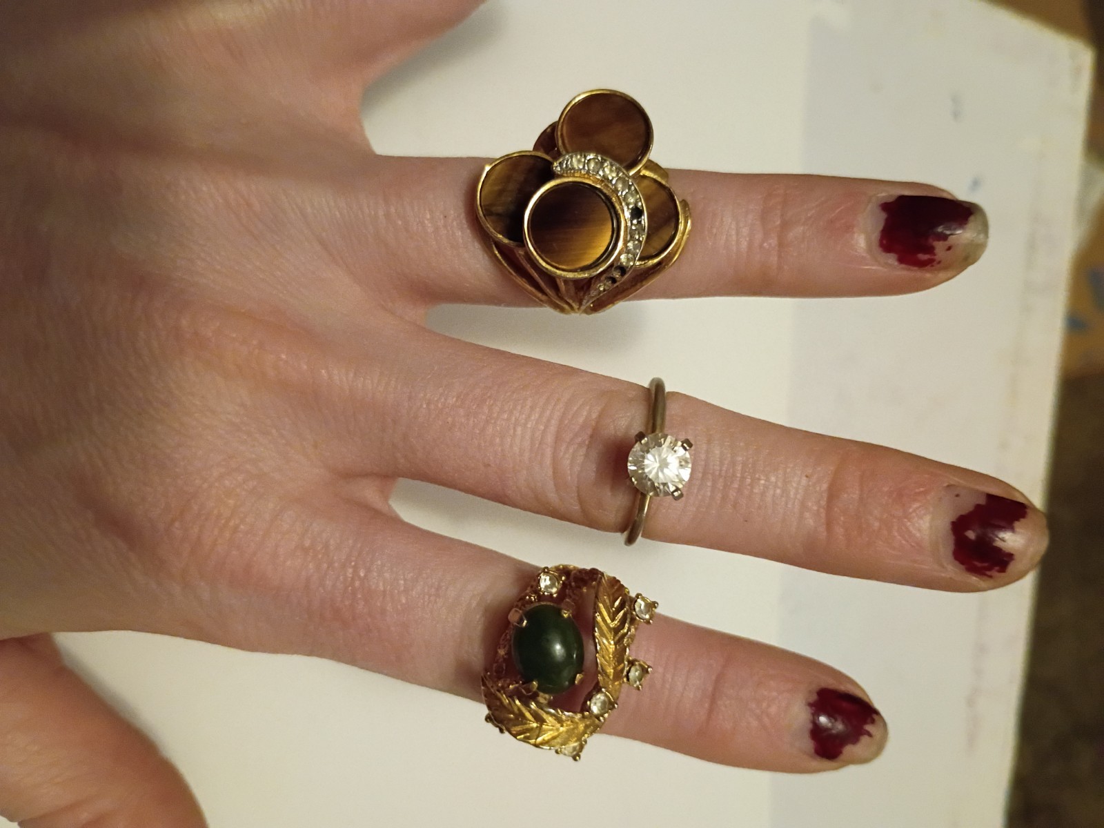 Lot of 6 18k HGE rings Size 6 – 6.5