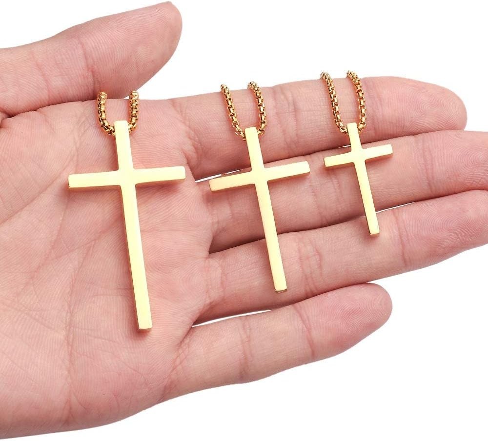 Elegant Stainless Steel Cross Necklace for Men & Teens – Adjustable 16-30 Inches