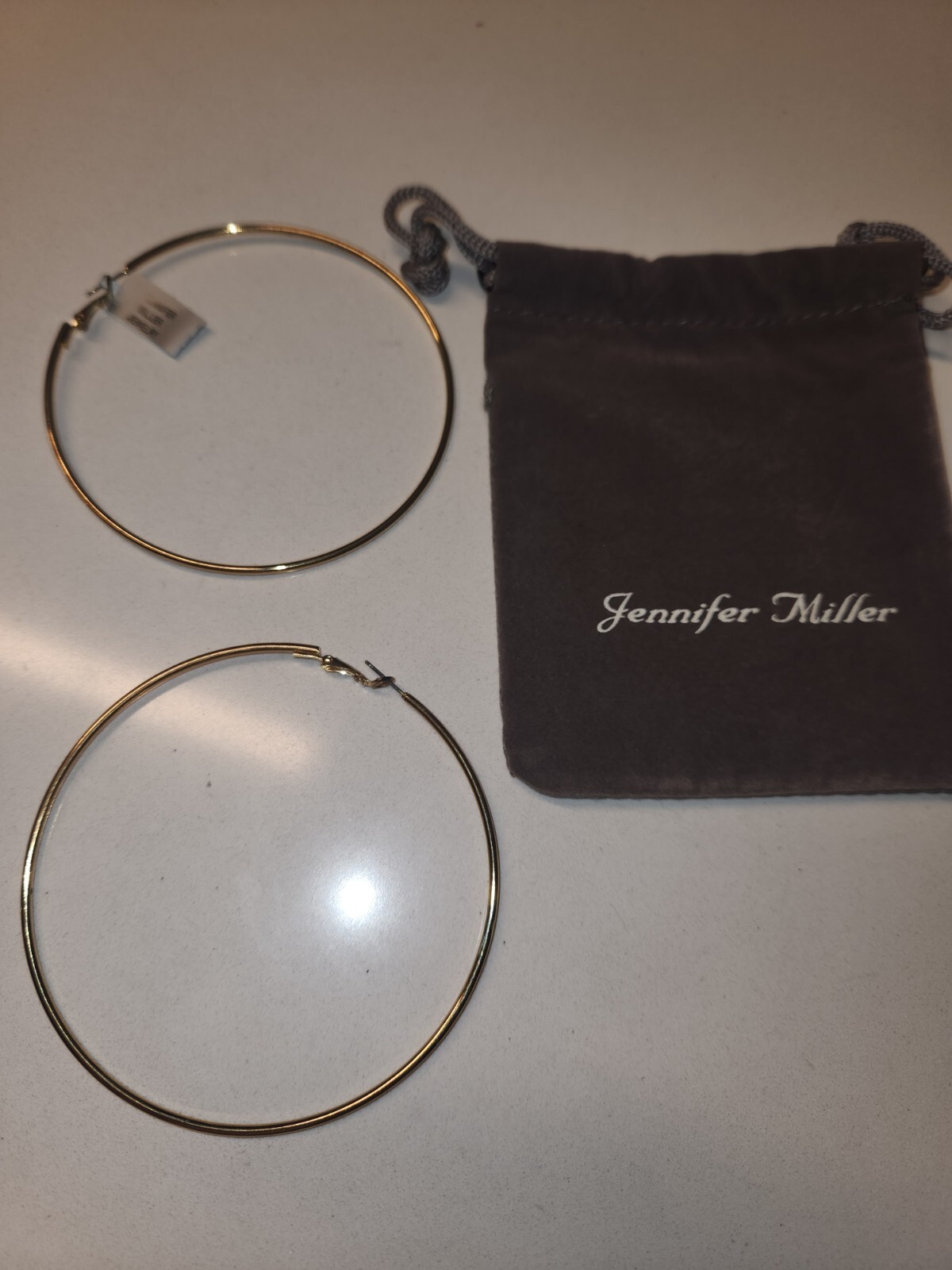 Jennifer Miller Extra Large 3.5″ Hoop Earrings Yellow & White Gold Plated NEW