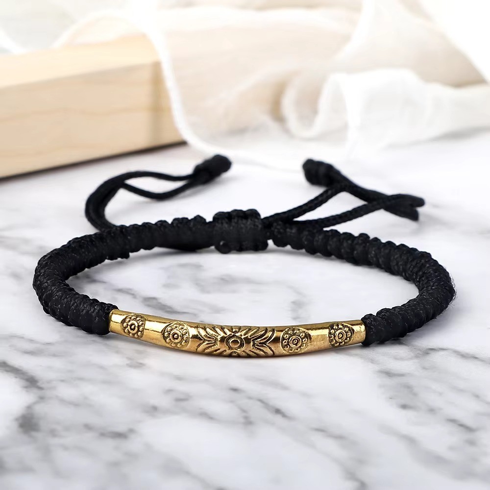 Red Rope Braided Bracelet Gold Silver Copper Beads Unisex Adjustable