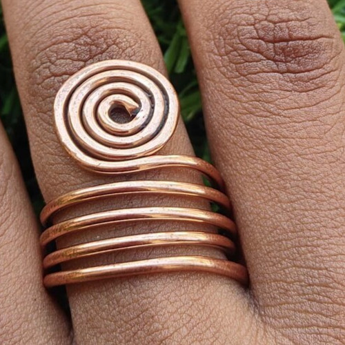 Solid Pure Copper Minimalist Healing Ring, Handmade, Unisex, Spiral Ring