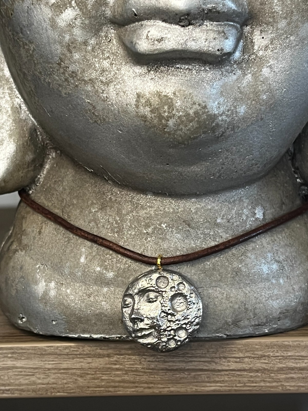 Metal Casted Moon Face Necklace Design