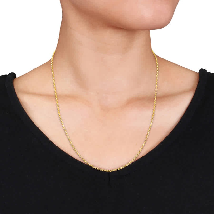 AMOUR Rolo Chain Necklace In Yellow Plated Sterling Silver, 20 In