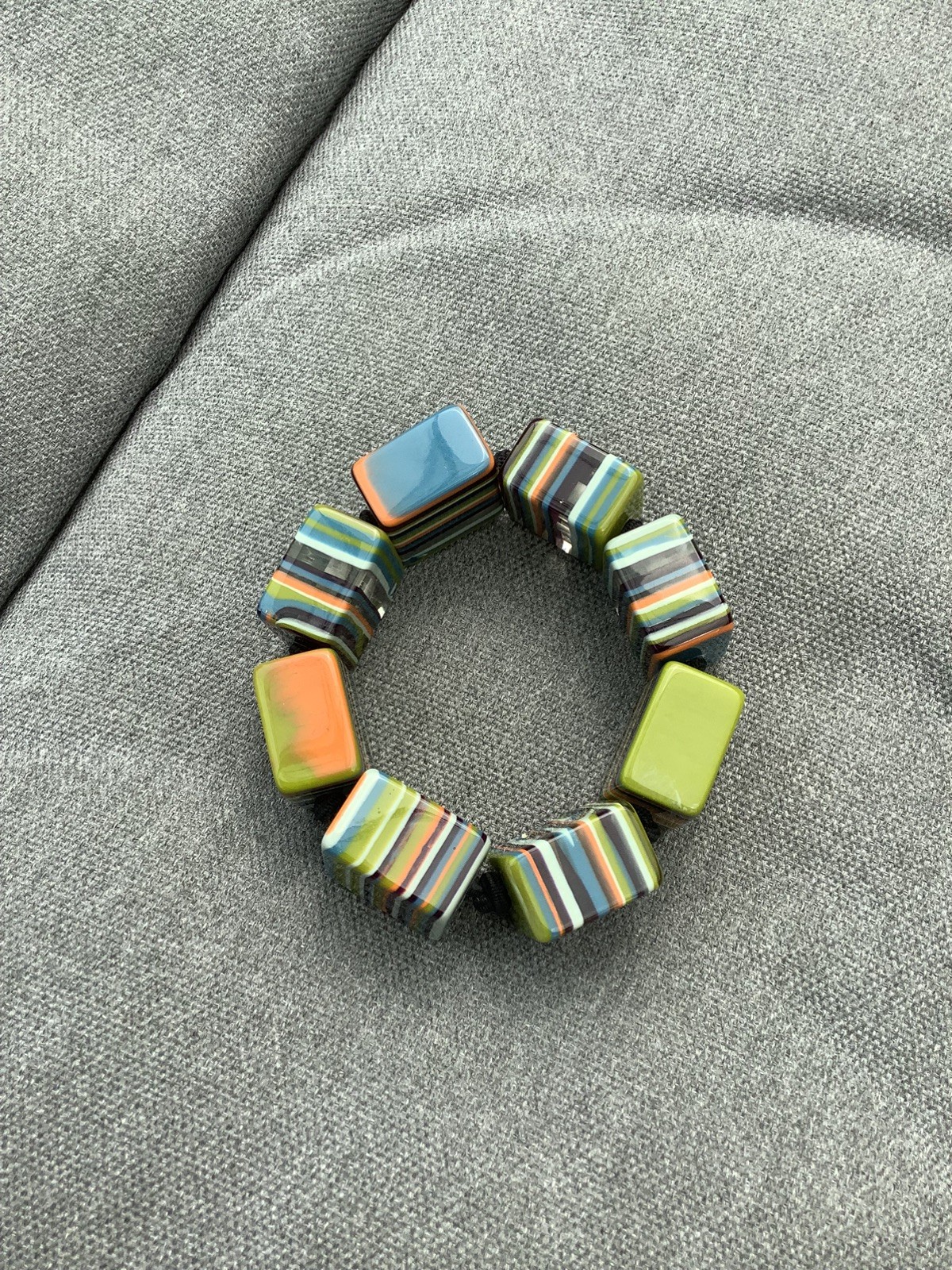 Beautiful Resin Stripe Chunky Bead Bracelet Statement Costume