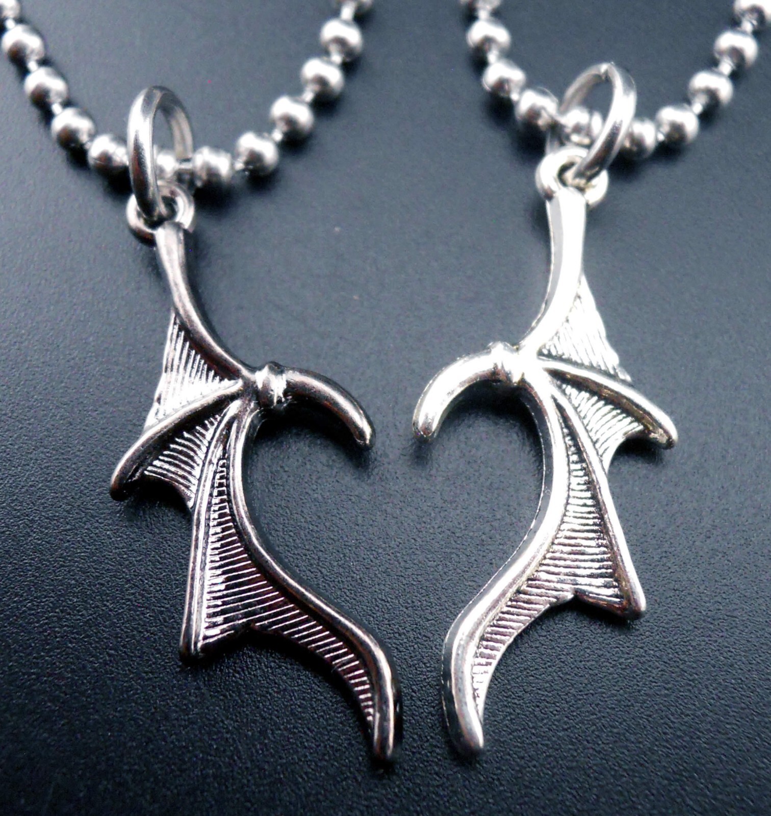 Couple Necklaces Stainless Chains New Goth Pendants Gothic Bat Wings Heart