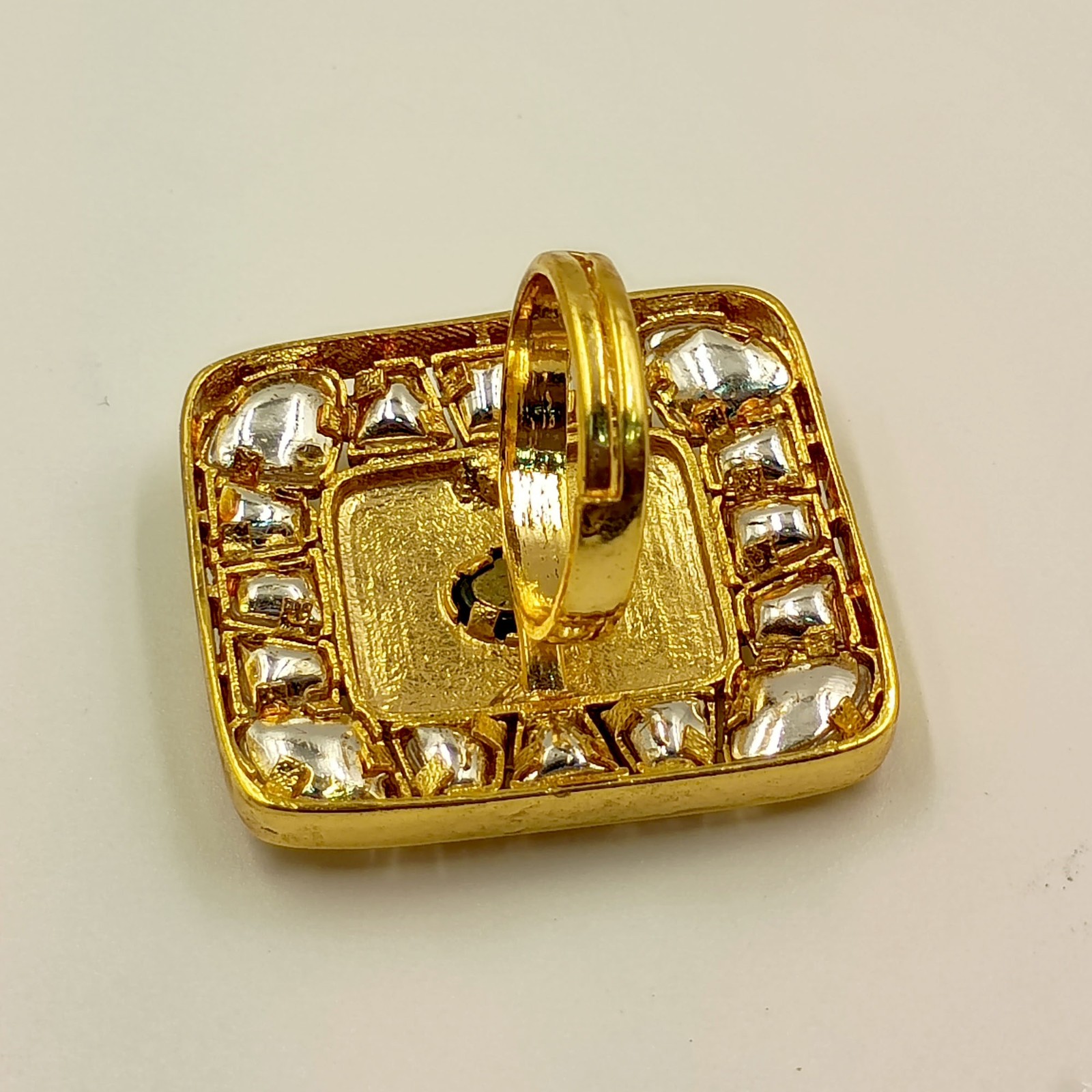 Traditional South Indian Kundan Polki Ring Green Stone CZ Handmade Gift Women