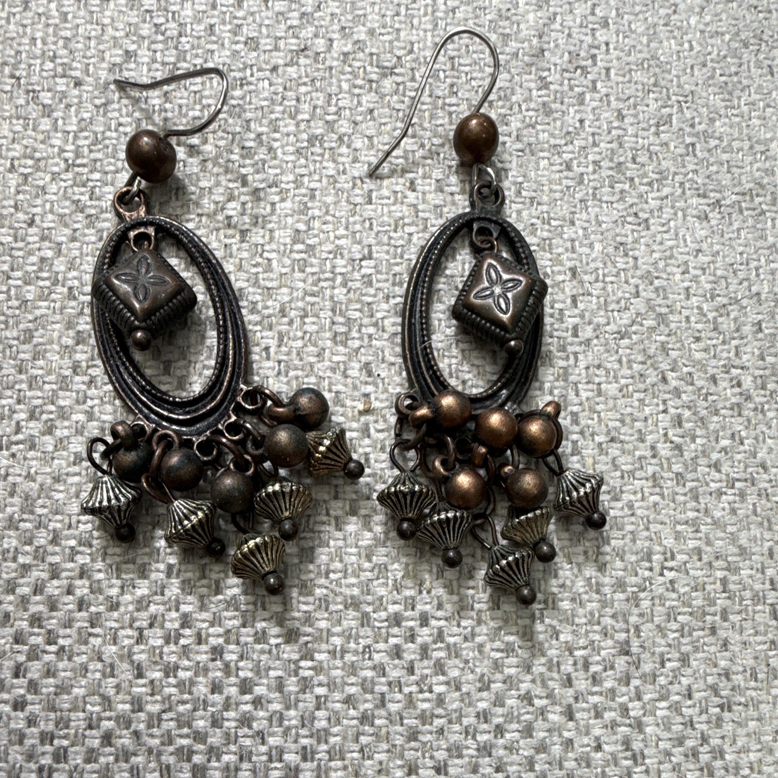 Vintage bohemian tribal-style chandelier earrings