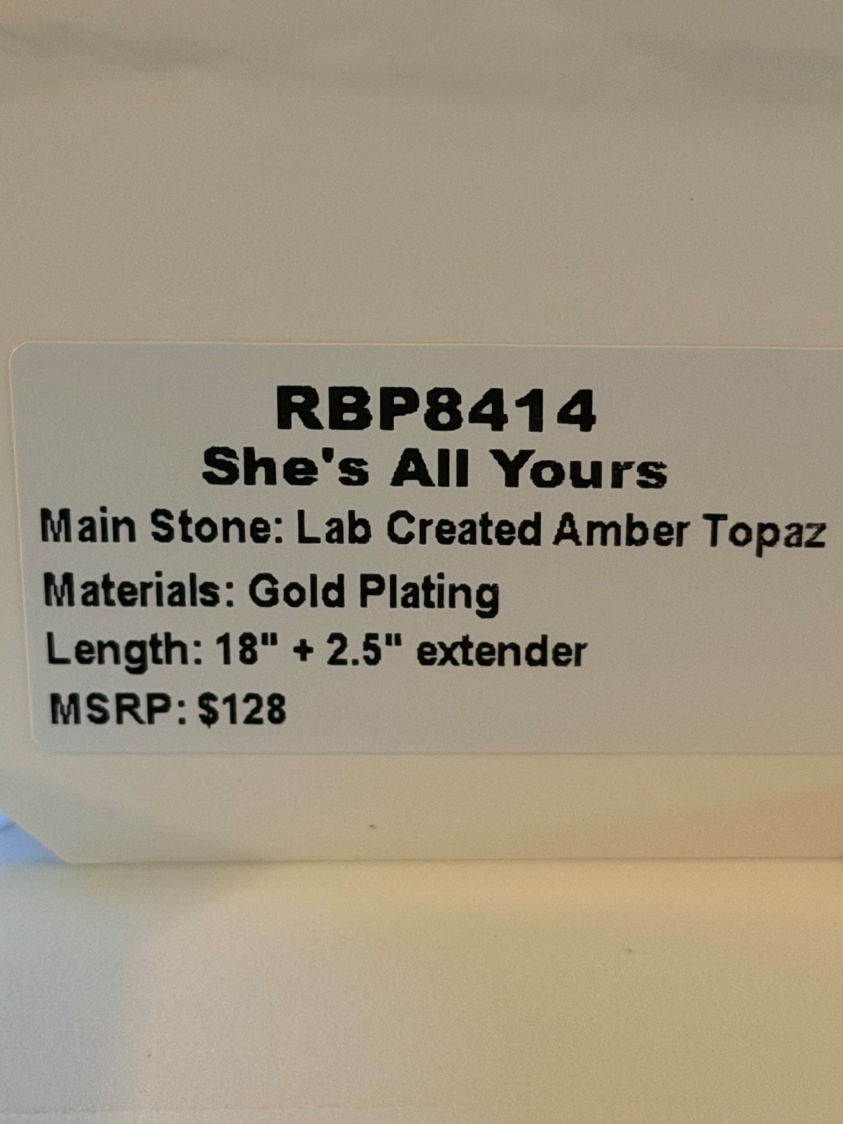 Bomb Party November 2024 Necklace “She’s All Yours” LC Amber Topaz Gold Pl