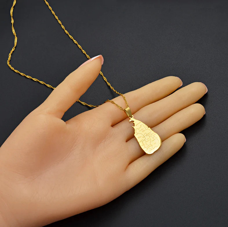 Sri Lanka Map Pendant Necklace