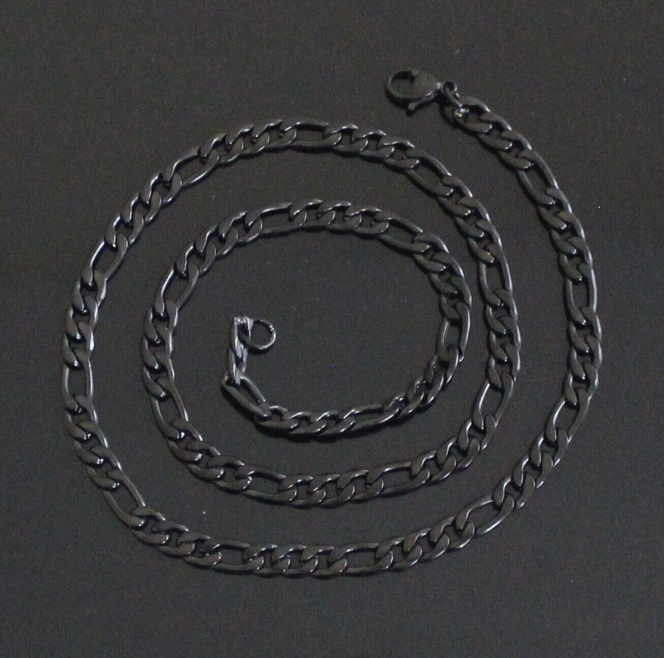 Black Plated Stainless Steel Figaro 7″- 30″ Men Women Necklace 3/4/5/7mm