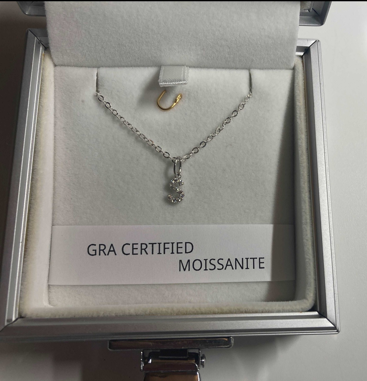 Genuine Moissanite Initial Pendants set in solid Sterling Silver