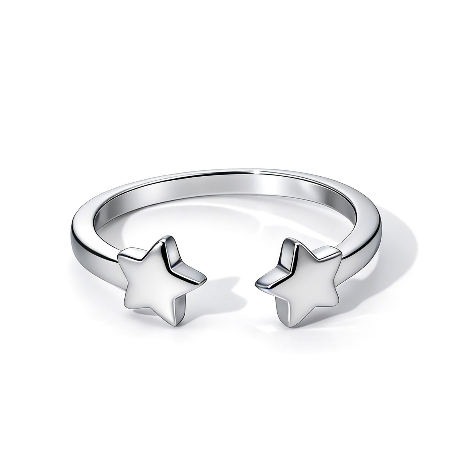 Warm Fortune Adjustable Star Open Ring, 18K Gold Plated Stackable Promise Ring,