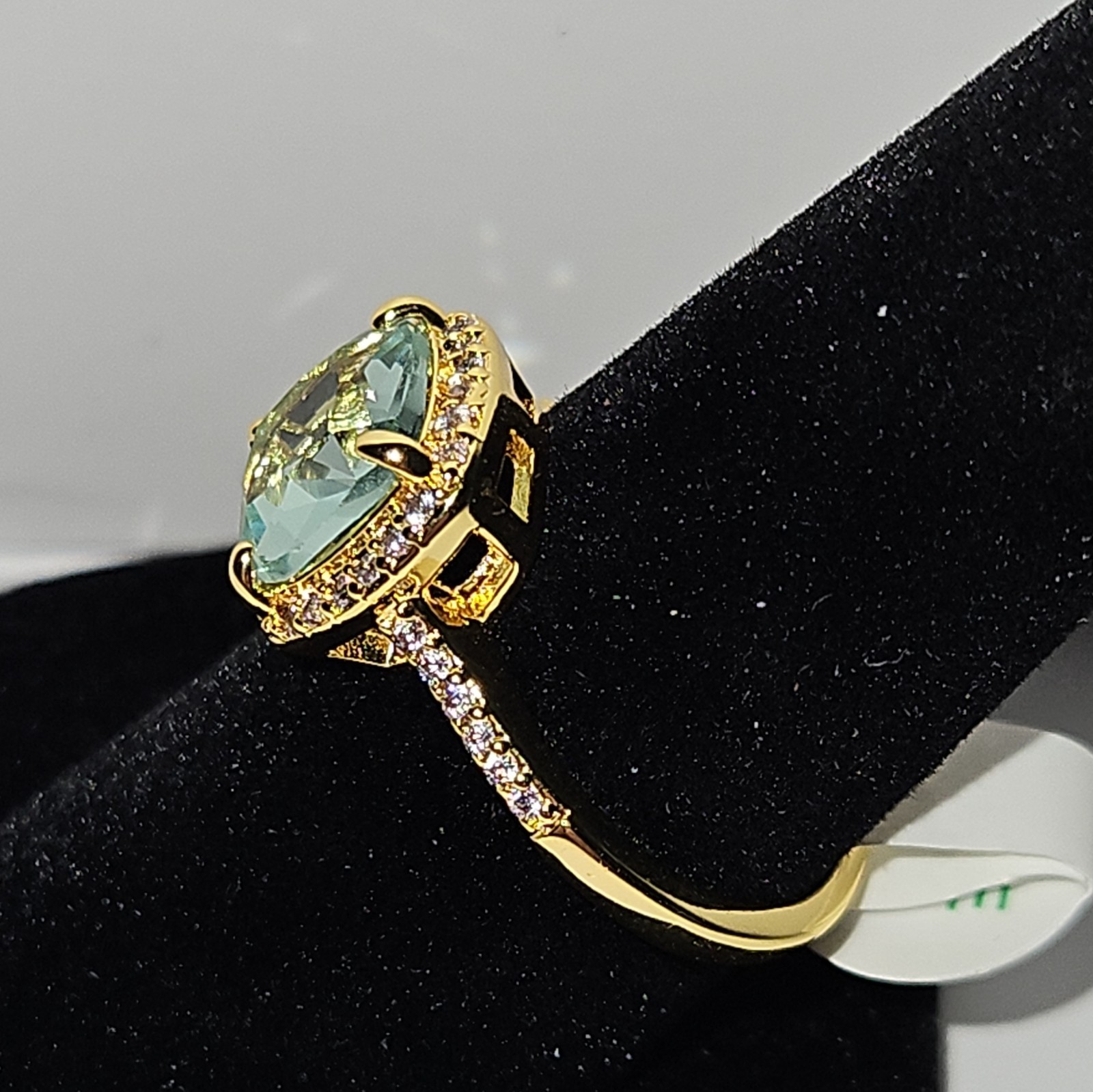 RBP2127 Lab-Created Mint Spinel and Amethyst Halo 18K YG Plated Ring 8
