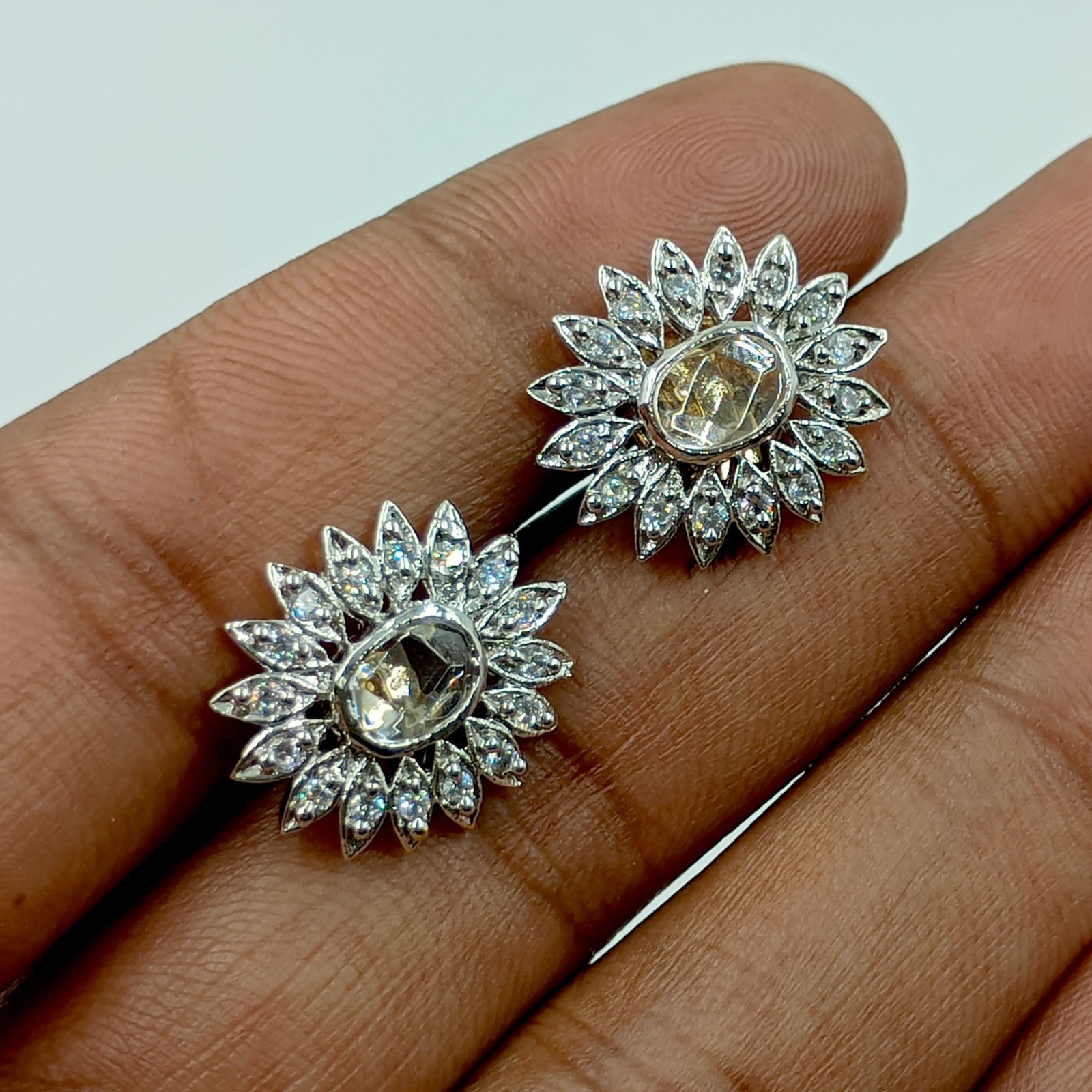 22k Gold Plated Yellow Stone Stud Earring Traditional South Indian Fashion Jewel