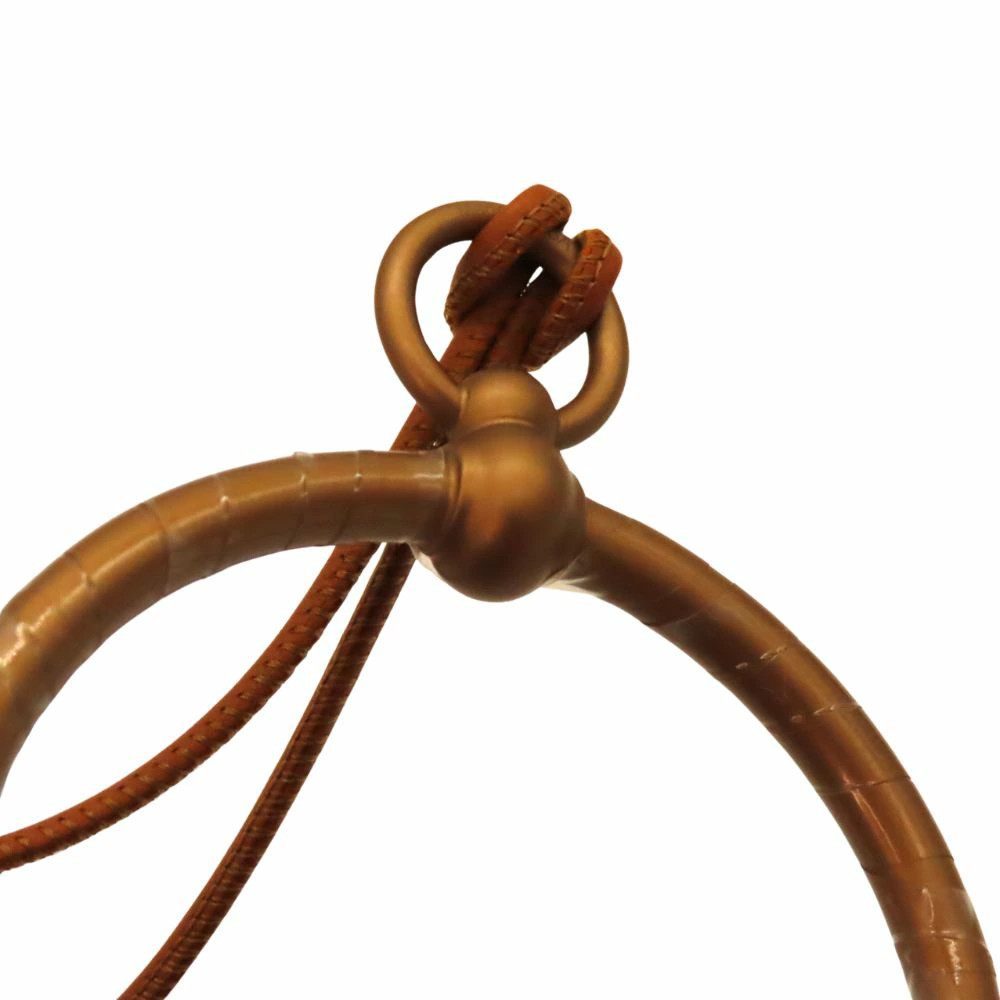 Used Hermes Loop Grand Pendant Gold Vaux Swift Aluminum Necklace Brown Tea Acces
