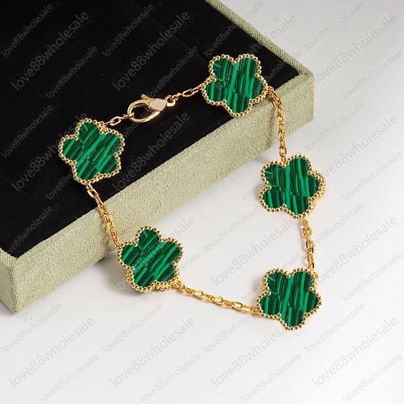 Women Four-Leaf Clover Bracelet Charm Mother-of-Pearl 18K Gold Designer Jewelry