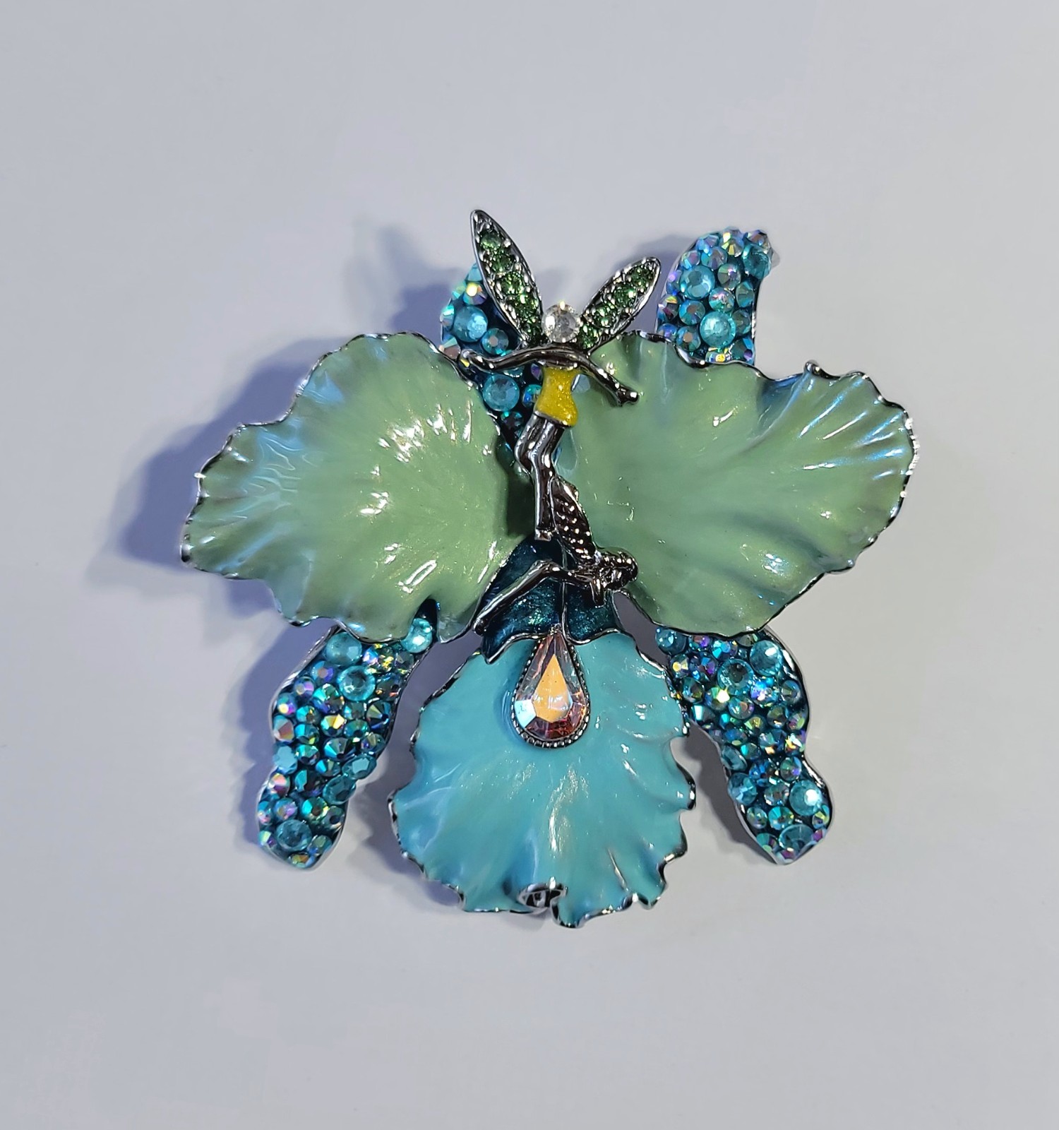 KiRKS FOLLY AFRiCAN QUEEN FAiRY ORCHID PiN / PENDANT Convertible Brooch Silver