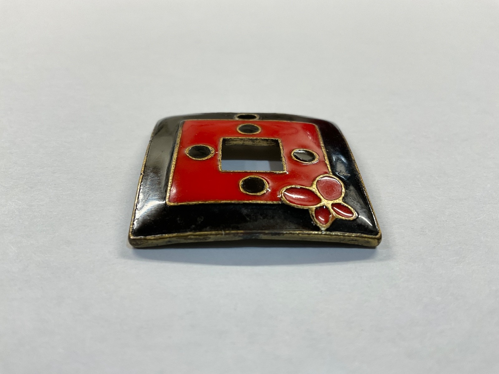 ceramic art pendant enamel square geometric unique butterfly pendant red/black