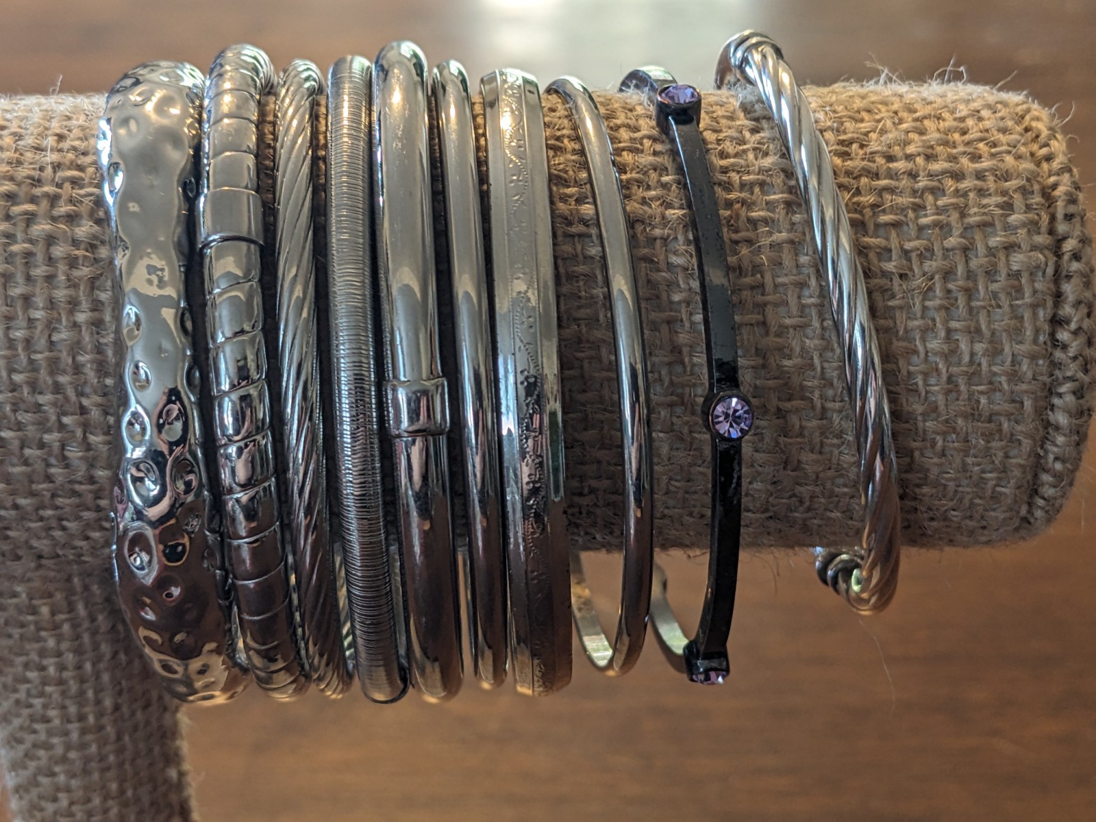 Lot of 24 Women’s Silver Tone, black metal & plastic Bracelets Variety