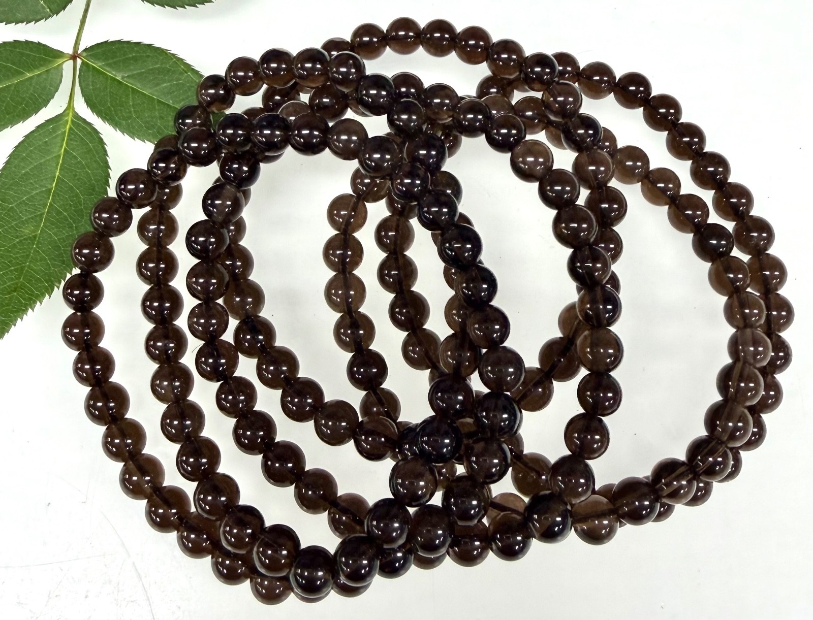 Wholesale Lot 6 Pcs Natural Smoky Quartz 6mm 7.5” Crystal Stretch Bracelet