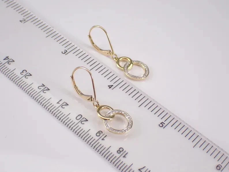 Women Drop Dangle Earring 14K Yellow Gold Finish Round Cut Simulated Diamond
