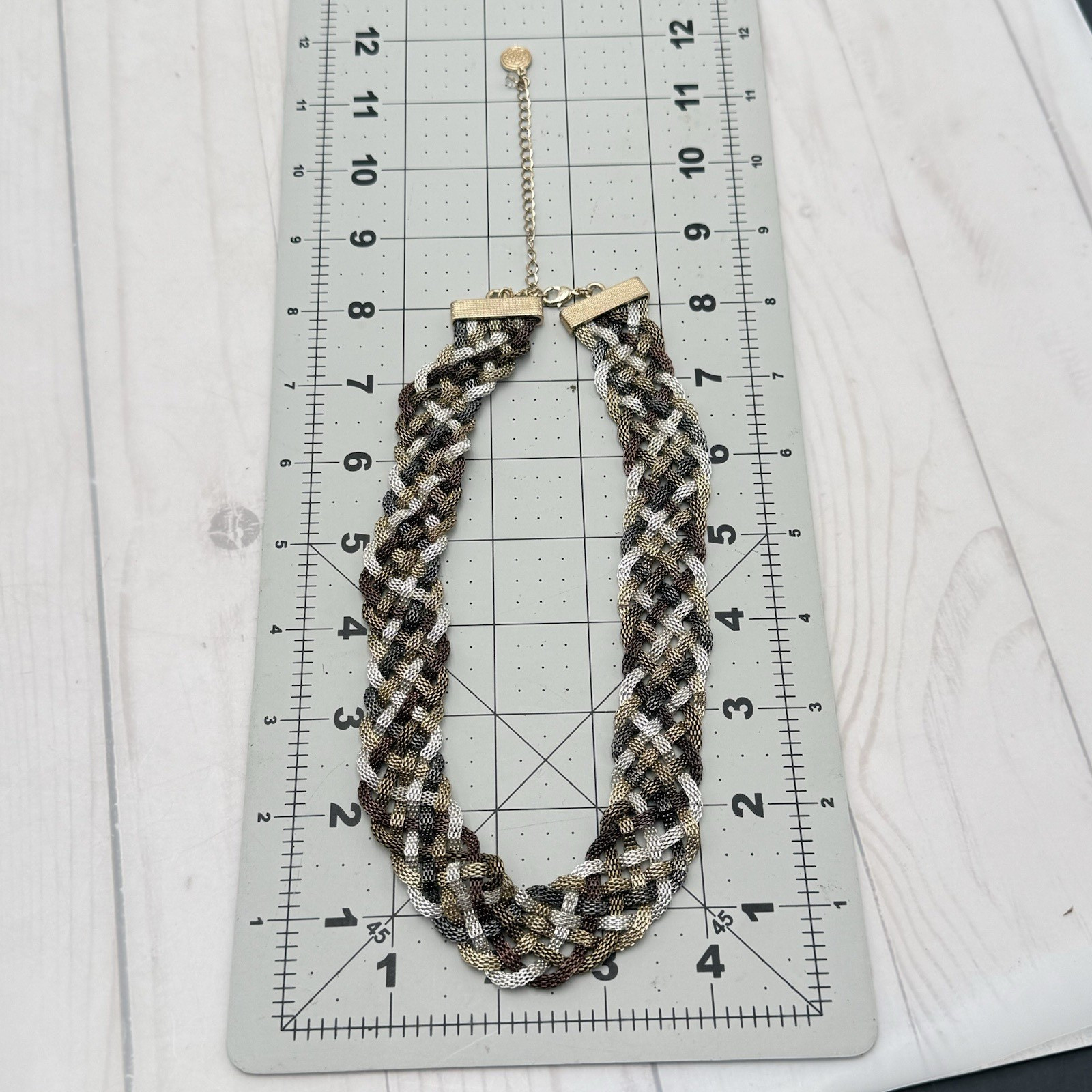 Dana Buchman Braided Mesh Chain Statement Necklace Gold Silver Black Tone