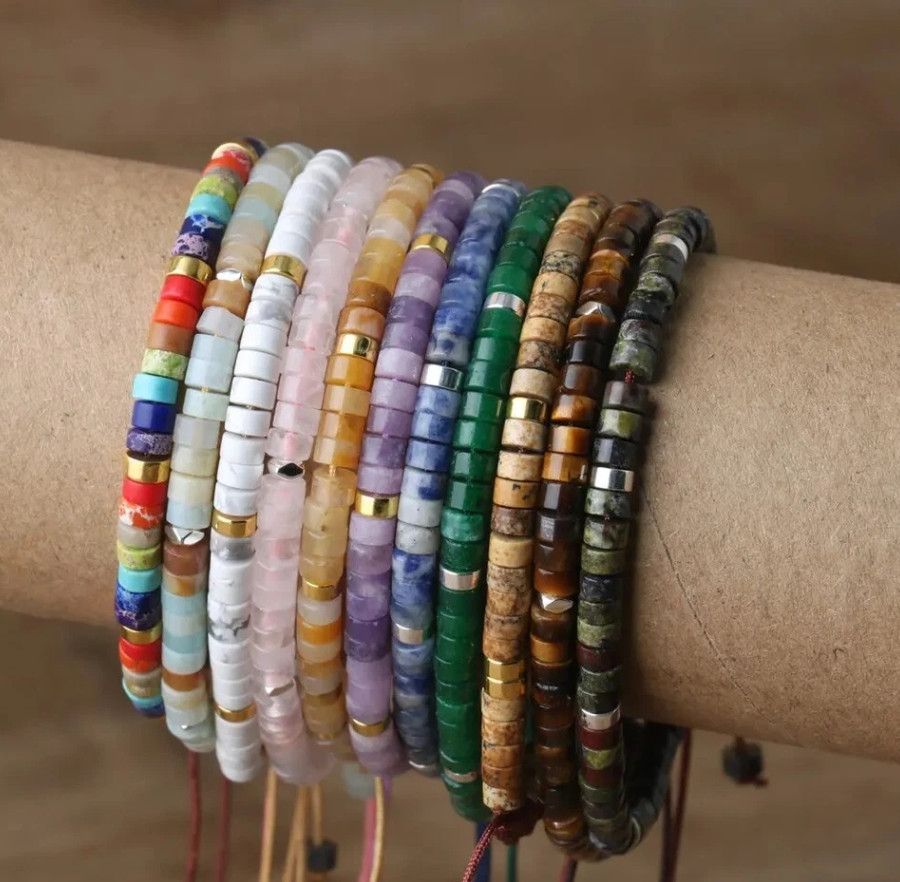 Natural Crystal Stone Bracelet Gemstone Beaded Dainty Healing Bracelet Handmade
