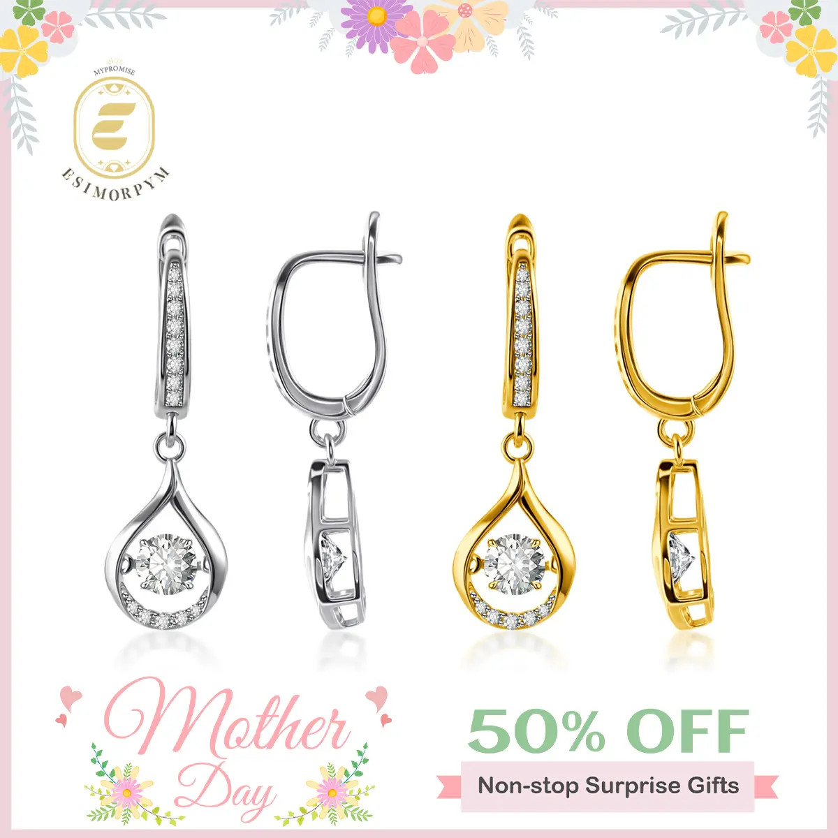 18K Gold-Plated Moissanite Drop Earrings – Elegant Gift for Any Occasion