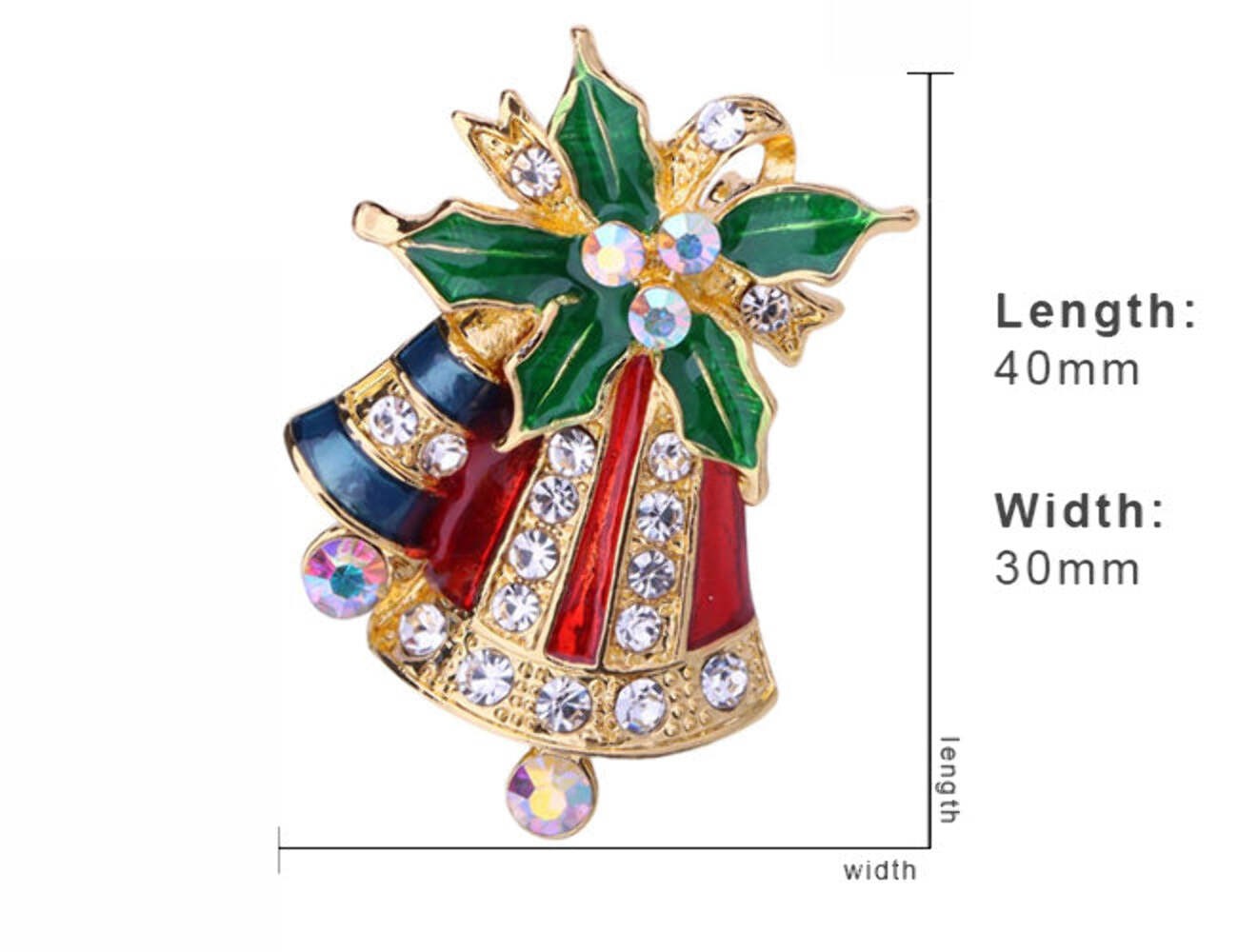 Large and Small Colorful Bells Christmas Brooch Pin