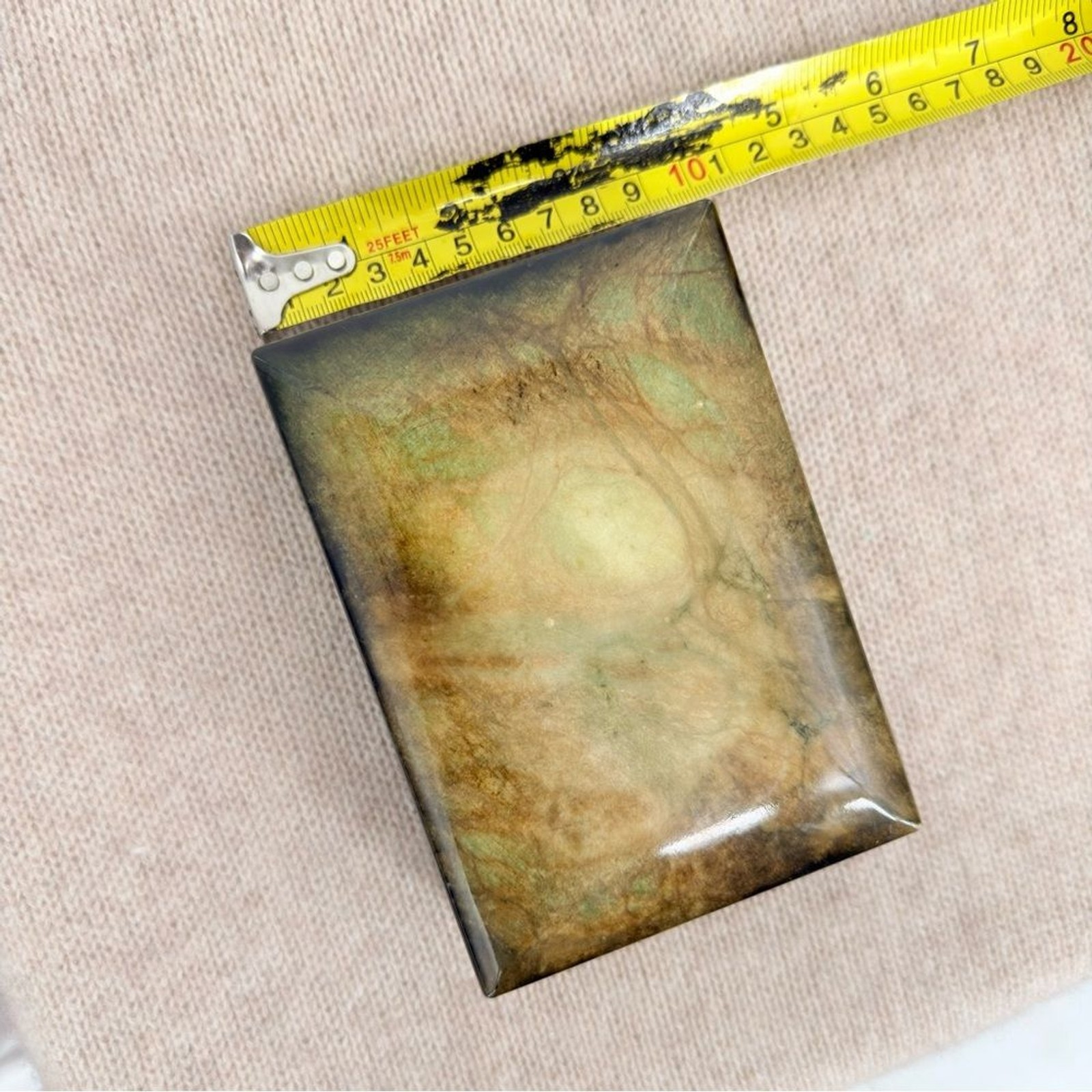 Genuine Alabaster Jewelry Box Green Lidded Hand Carved Italy