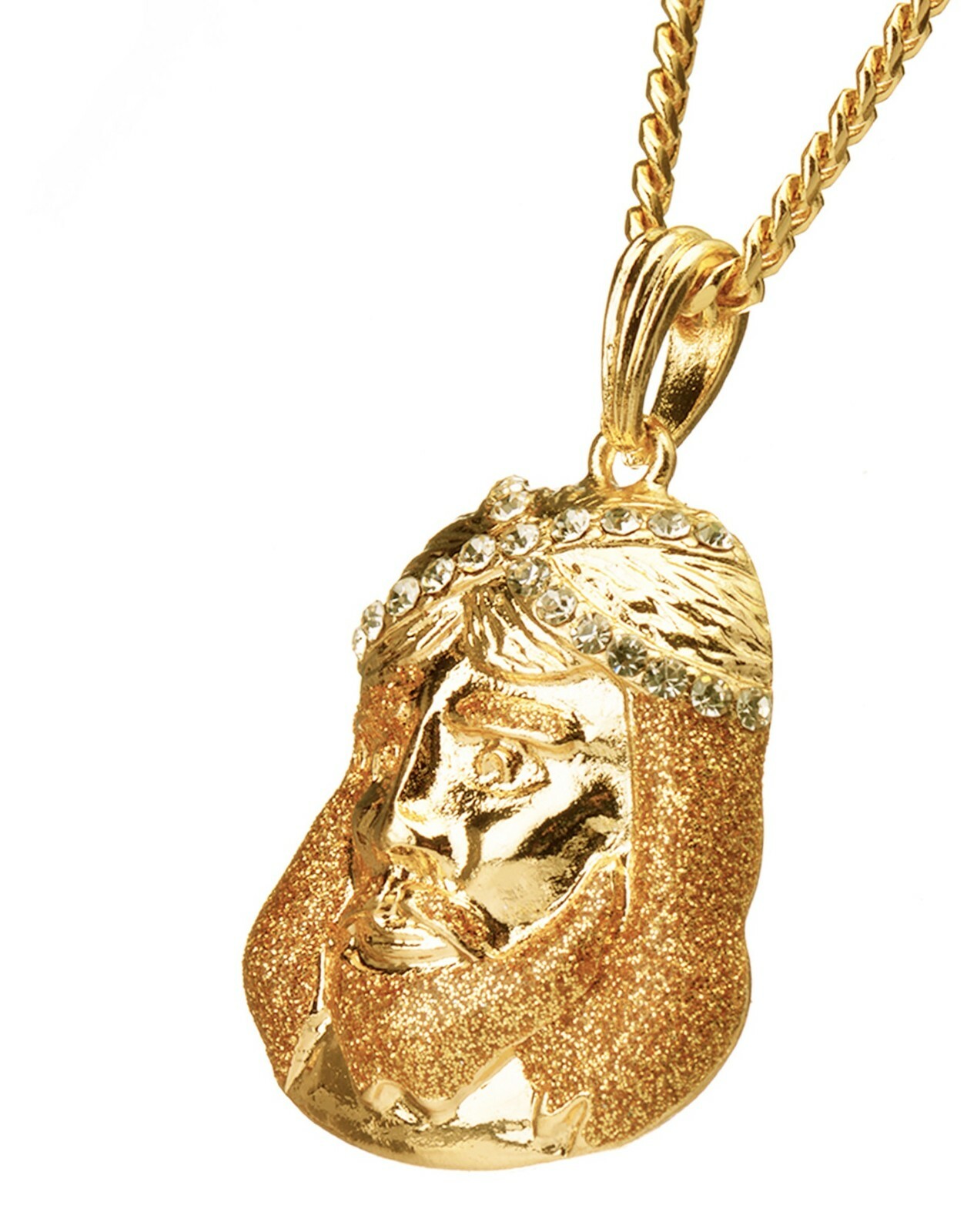 Men’s Gold Plated Jesus Pendant 20″ Cuban Chain Necklace MMP 69 G