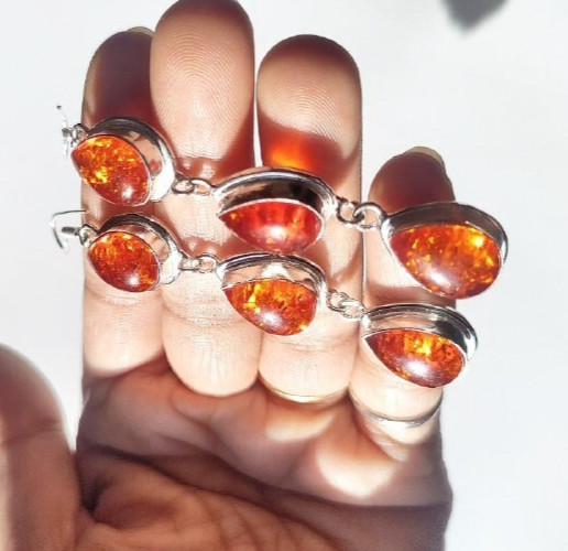 Baltic Amber (Lab-Created)Gemstone 925 Sterling Silver Handmade Jewelry Earrings