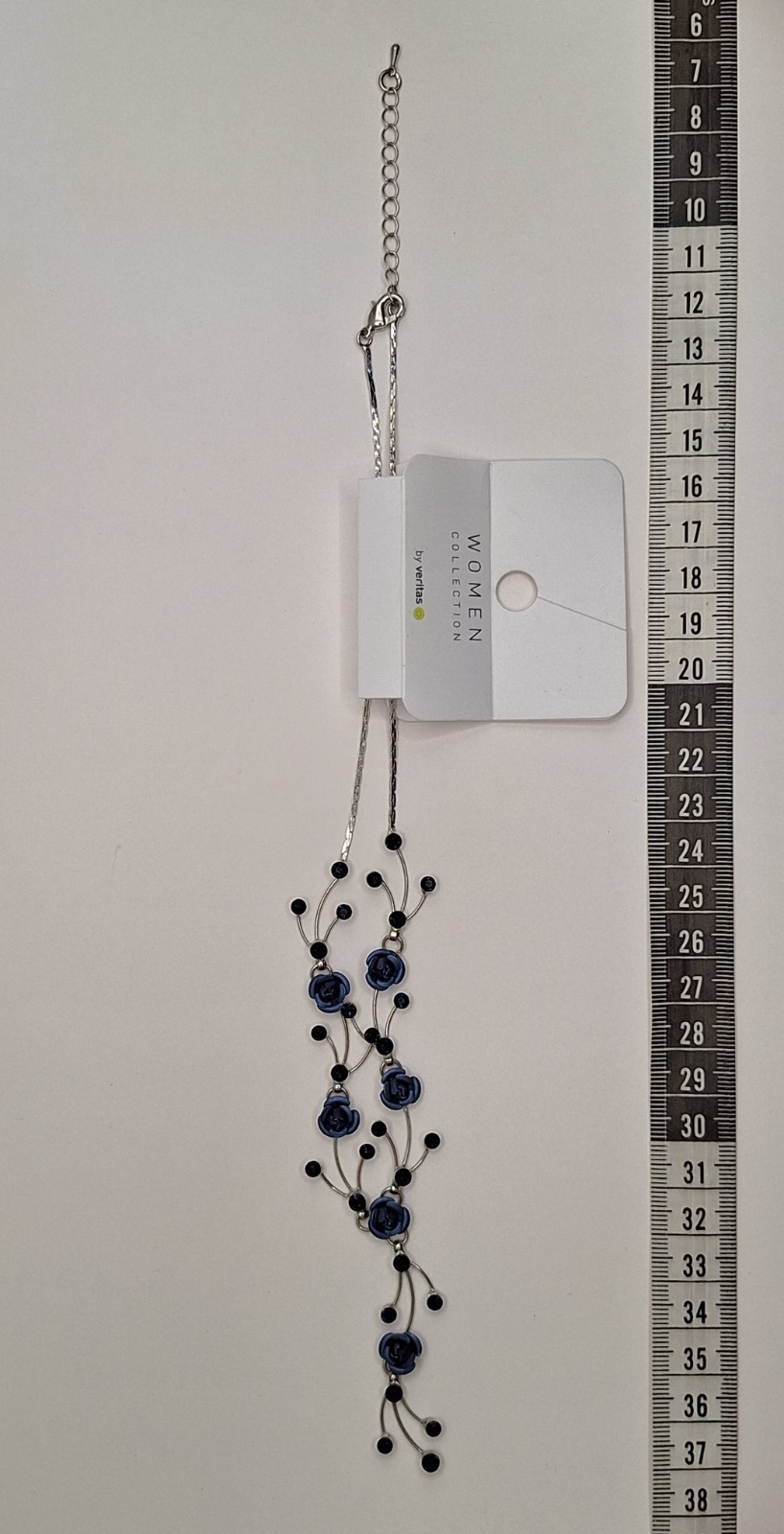 Women Collection by Veritas Navy Blue Rose Necklace Silver Tone Nickel Free