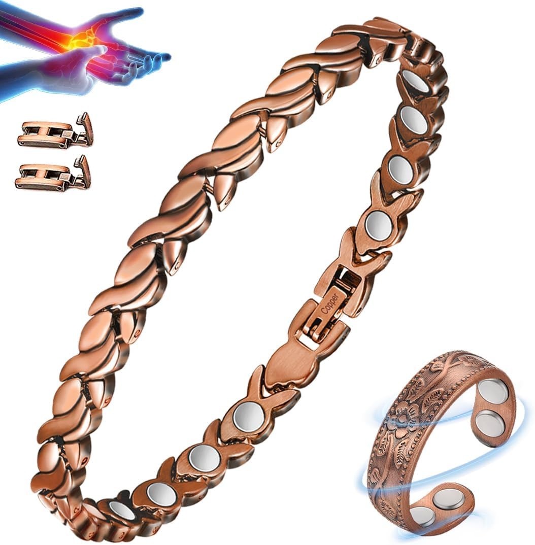 Ladies’ 99.9% Pure Copper Magnetic Bracelet – Elegant Design, Gift Box Included