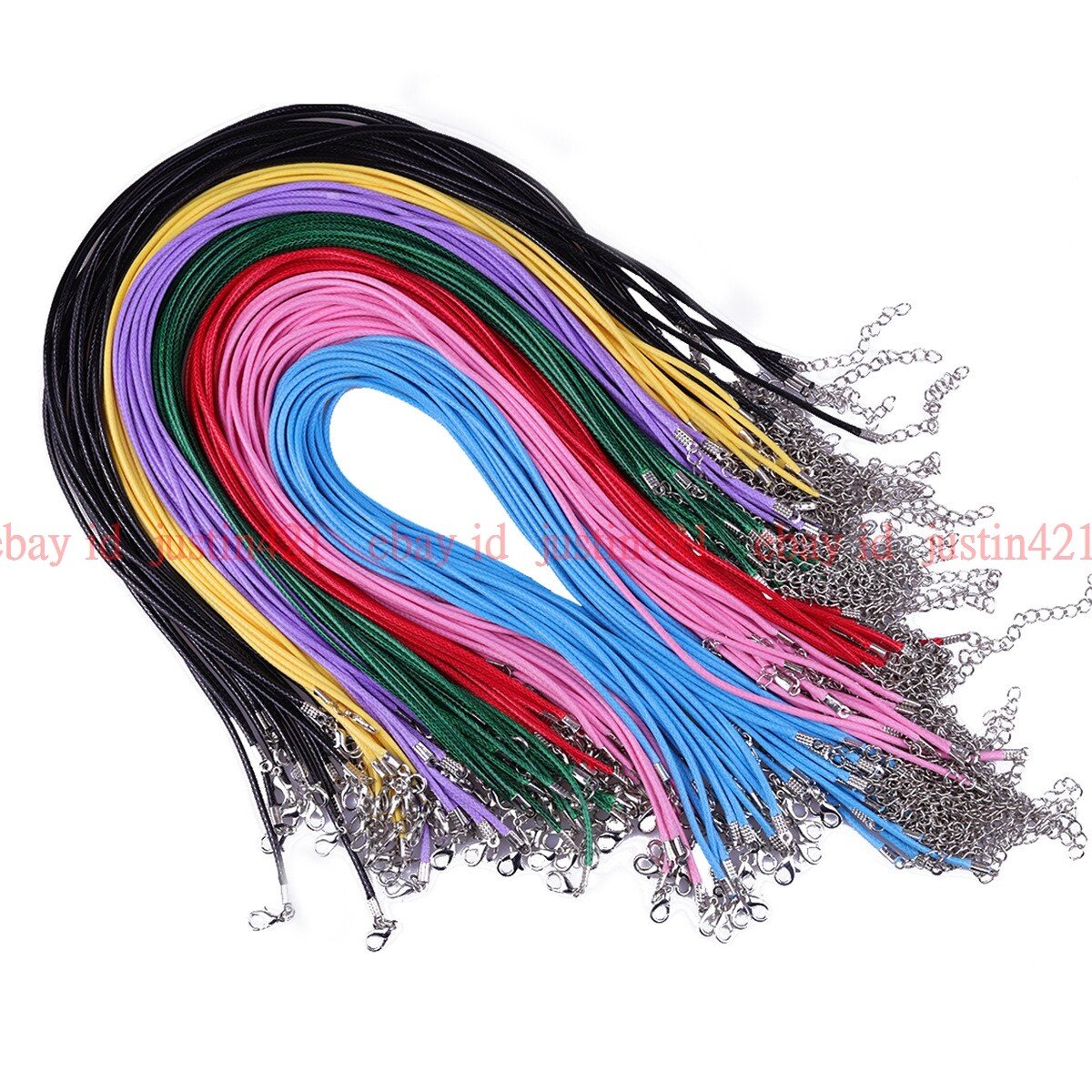 10pcs Multicolor Leather Wax Necklace Cord DIY String Rope Lobster Clasp 18″
