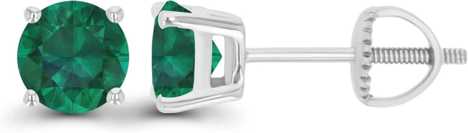 Elegant 5mm Emerald Solitaire Stud Earrings 925 Sterling Silver Hypoallergenic