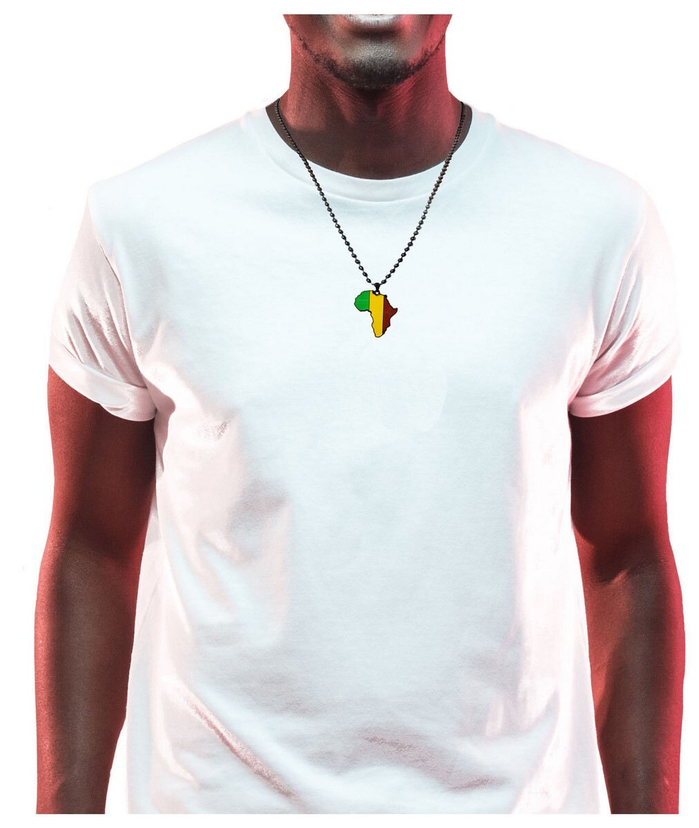Mali Flag Pendant Necklace Africa Map Chain