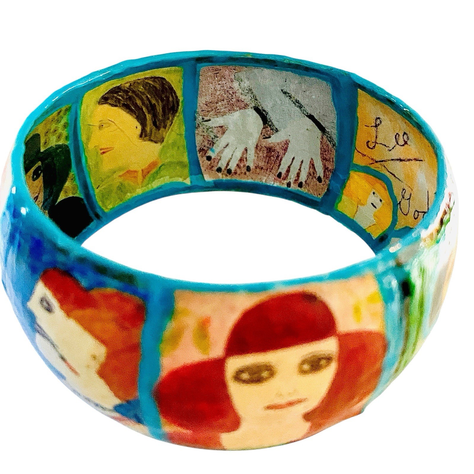 Handmade Artist L.eeGodie By Julie Decoupage Bangle Bracelet