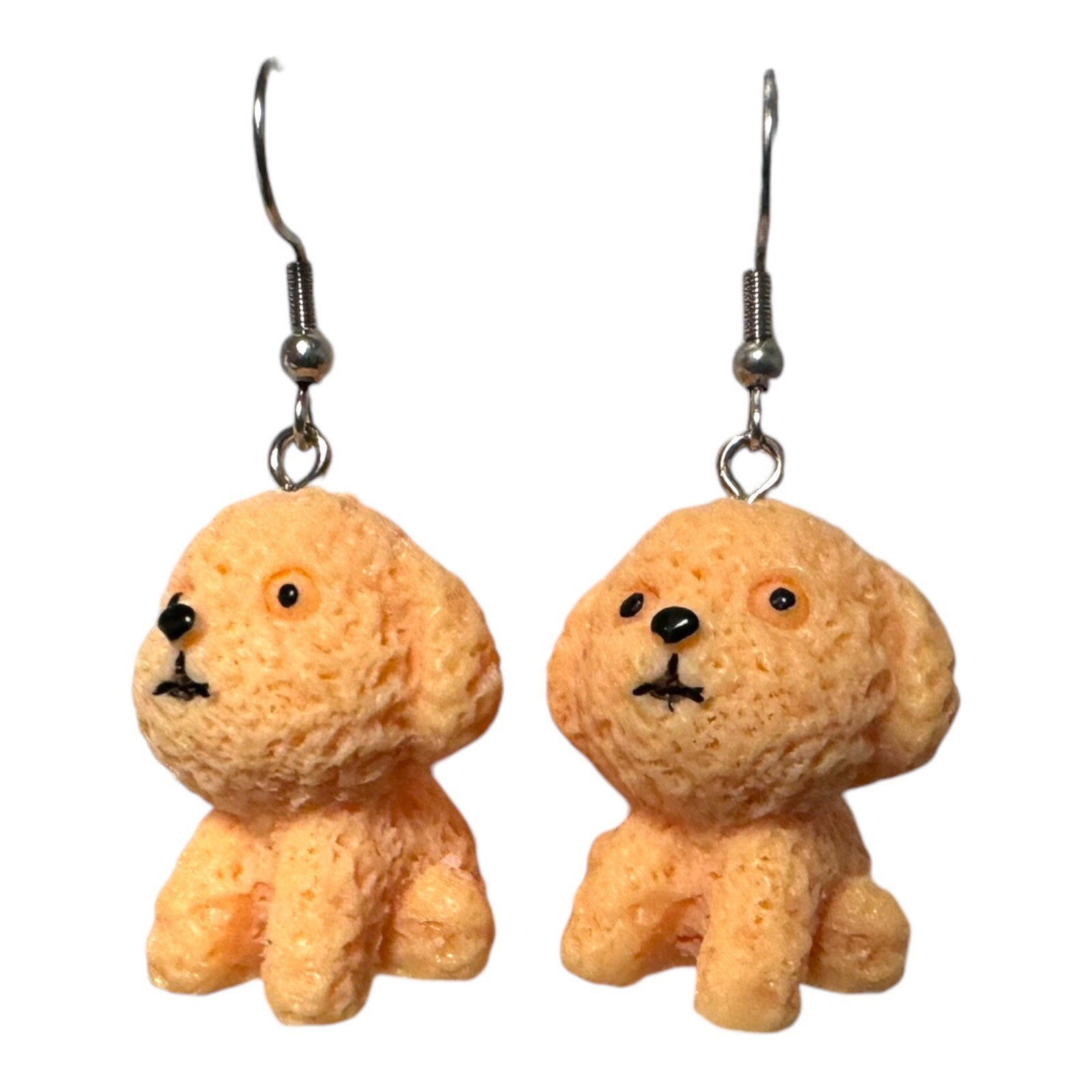 Puppy Earrings Jewelry Adults Kids Dangle Acrylic Brown Set of 2 New in Package