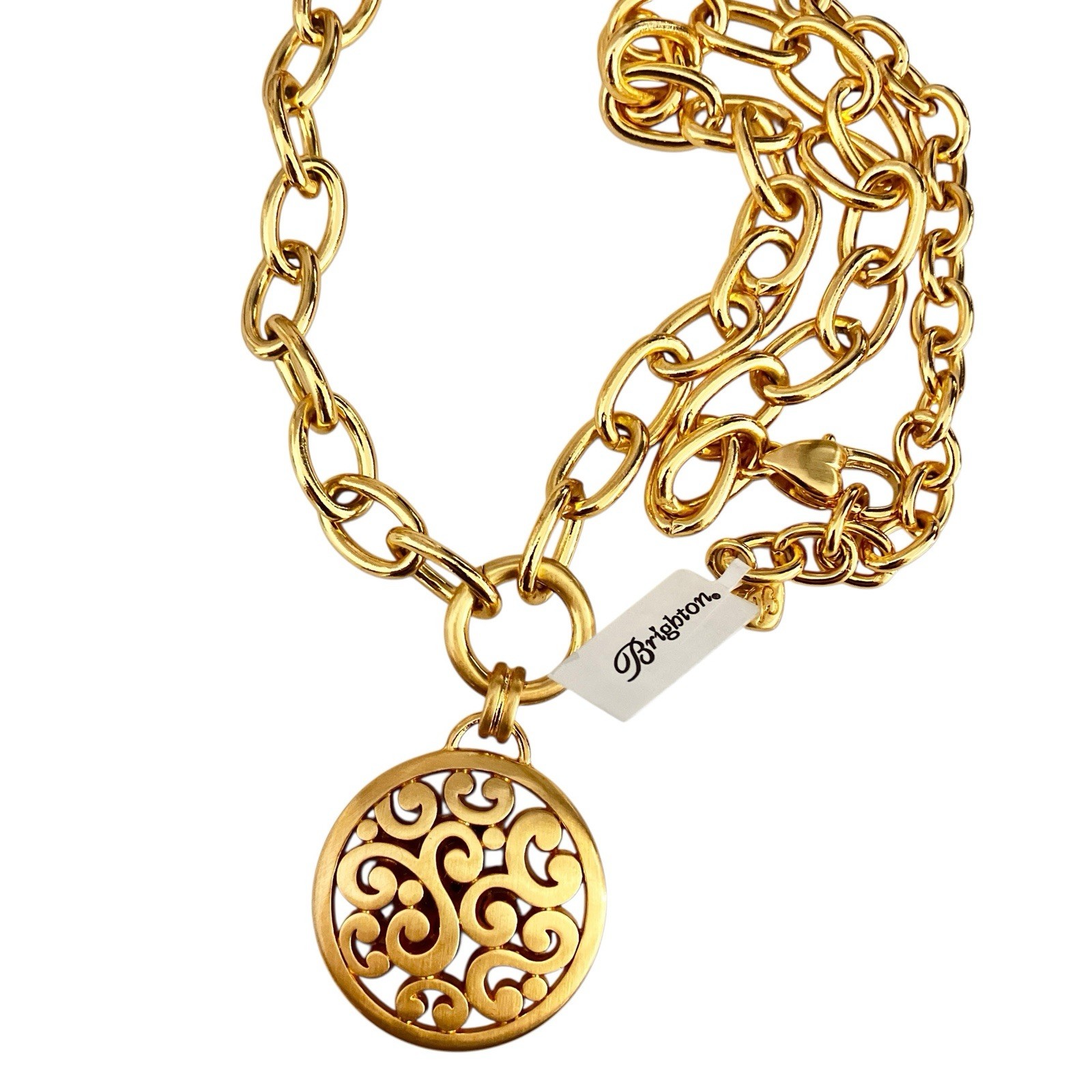 Brighton Contempo Gold Necklace NWT Medallion Scroll Pendant JM7428 Adjustable