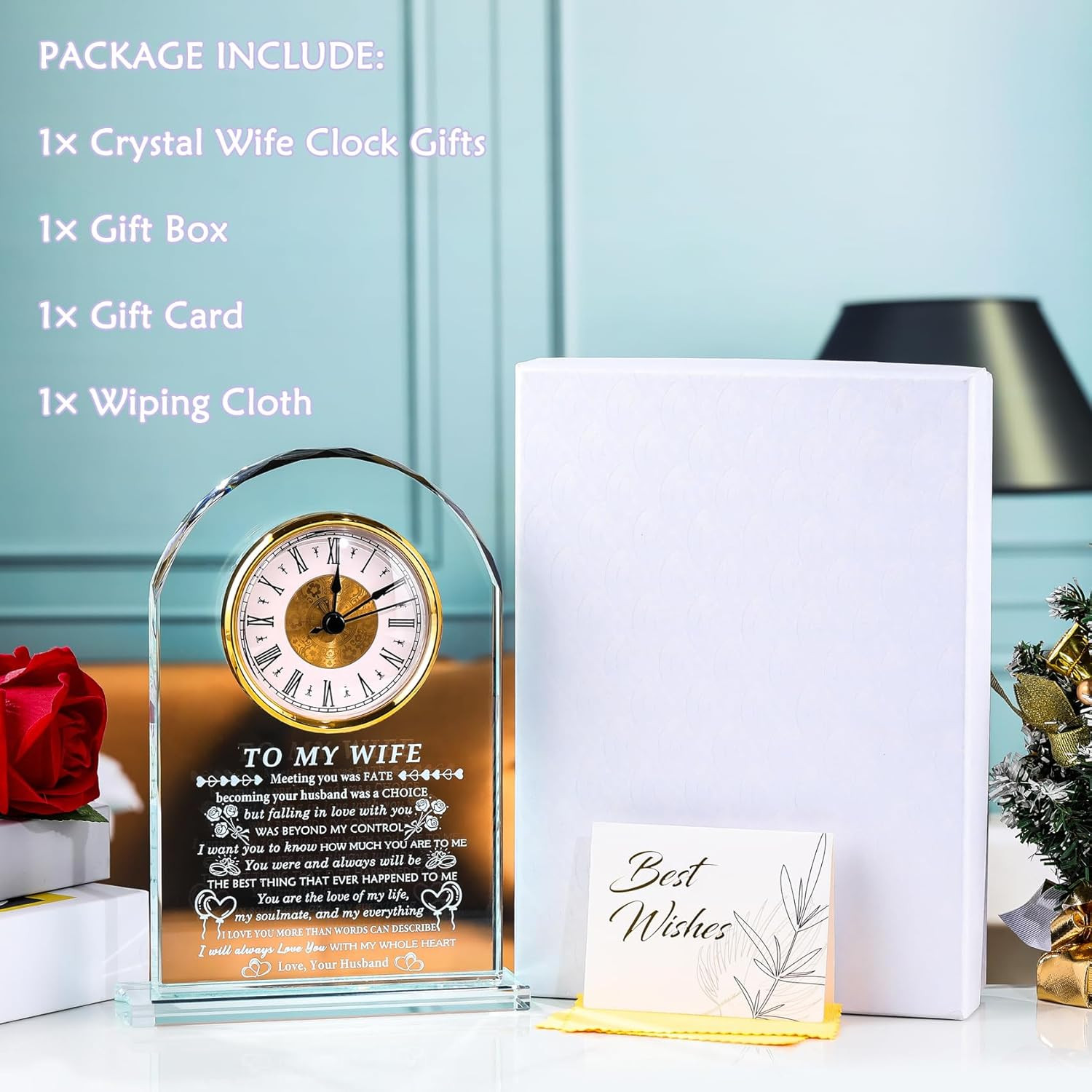 Gifts for Wife from Husband Wife Birthday Gift Ideas Crystal to My Wife Clock An