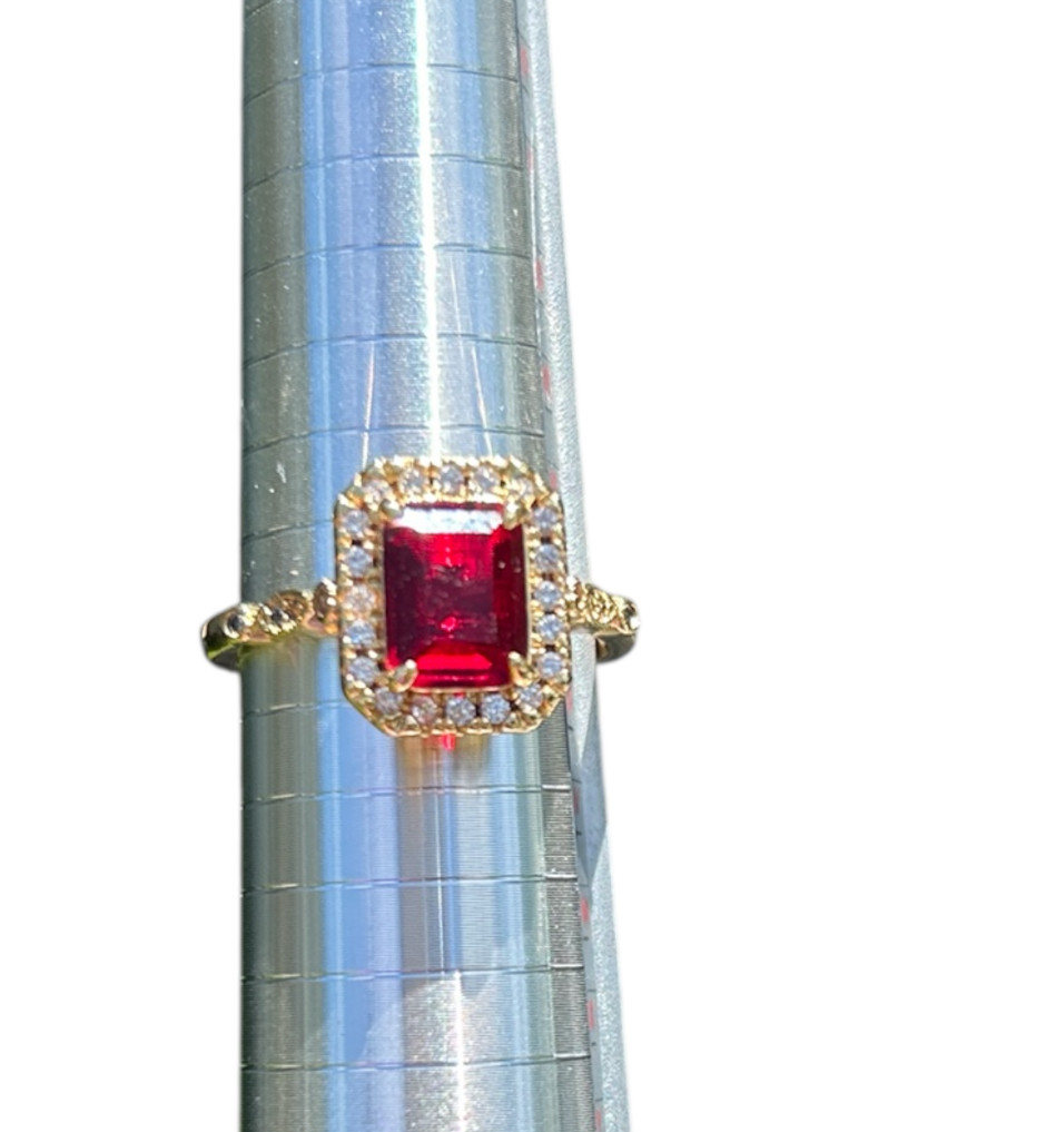 RING BOMB PARTY RBP2928 Lab Created Garnet Gold Plated Ring Size 10 NEW IN BOX
