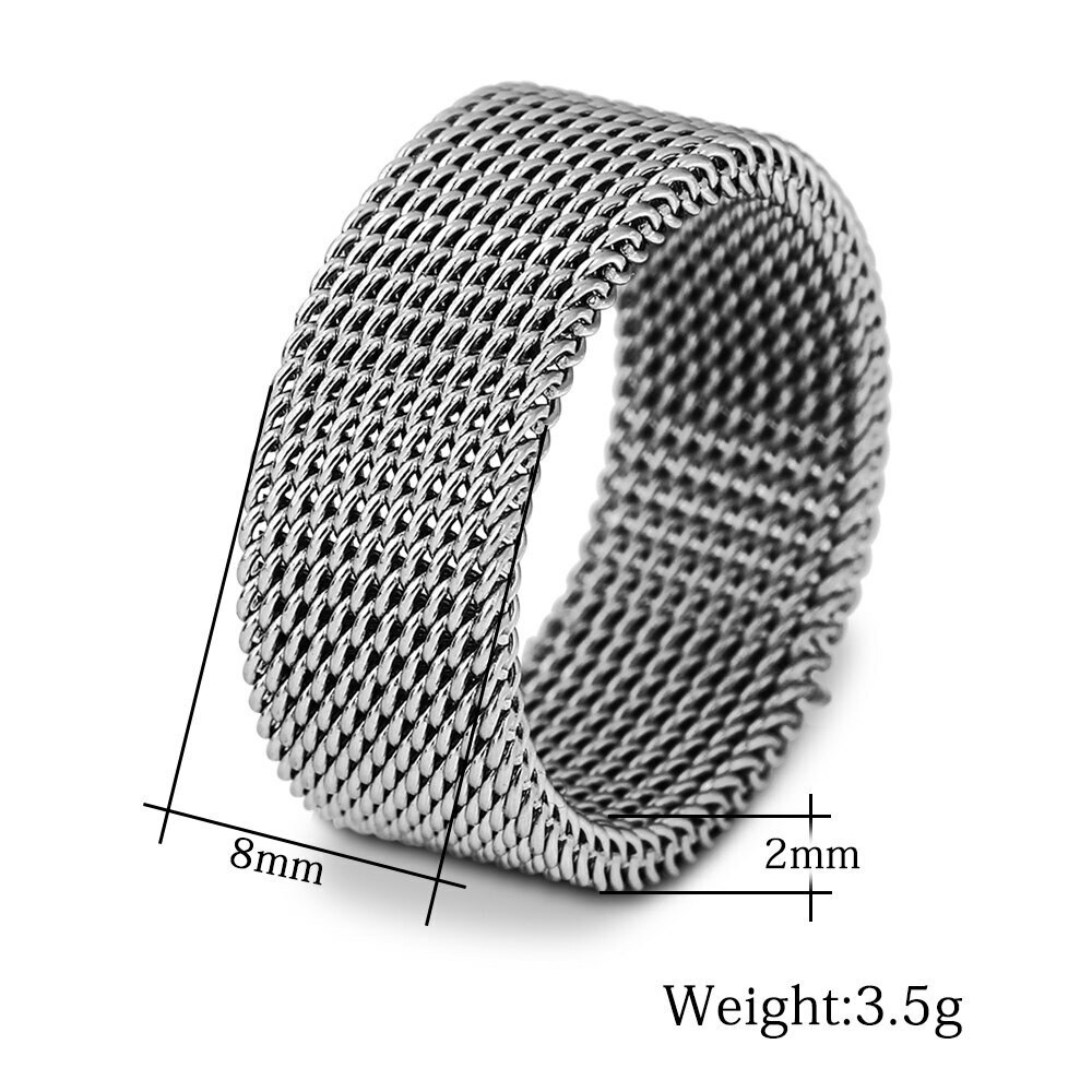 316L Stainless Steel Ring Flexible Silver Mesh