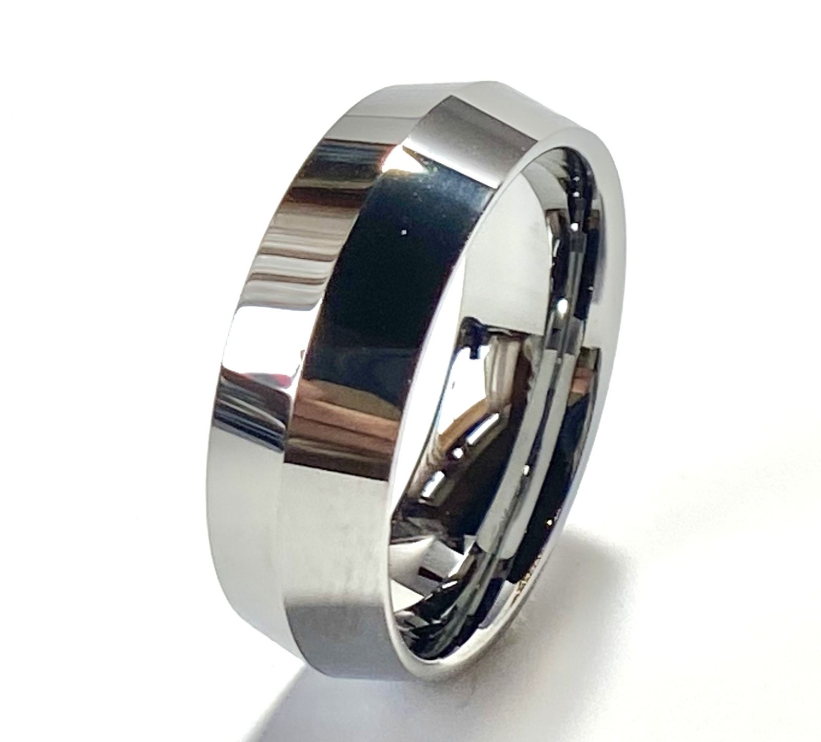 Center Point Faceted Tungsten Wedding Ring Size 5,6,7,8,9,10,11,12,13 (f80)