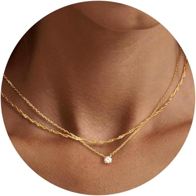Versatile 14k Gold Plated Dainty Necklaces with Stunning CZ for All Occasions