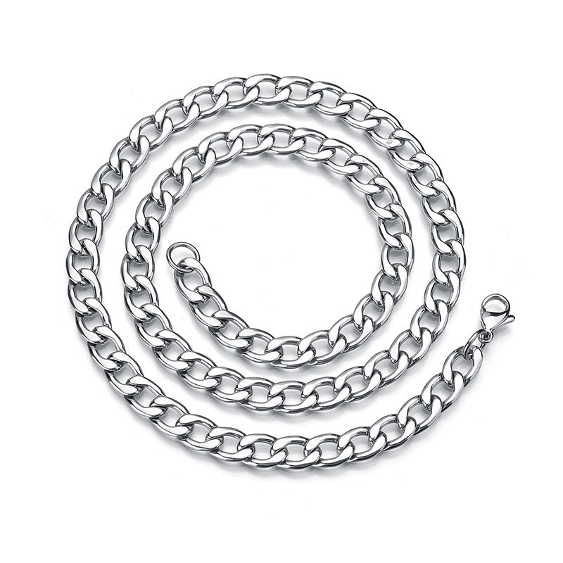 5pcs/lot Width 3-10mm Men’s Stainless Steel 316L Curb Link Chain Silver Necklace