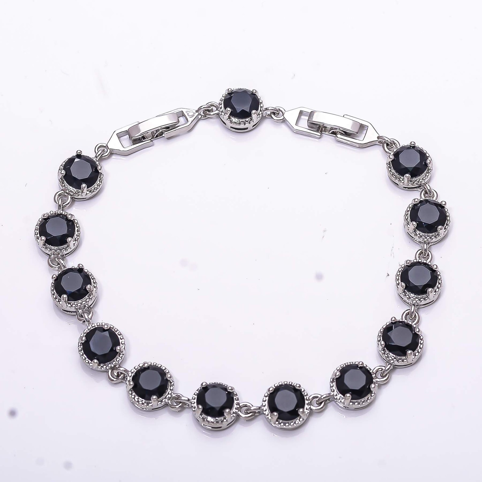 Black Onyx Gemstone 925 Sterling Silver Tennis Bracelet 7.99″ B81, Gift for her