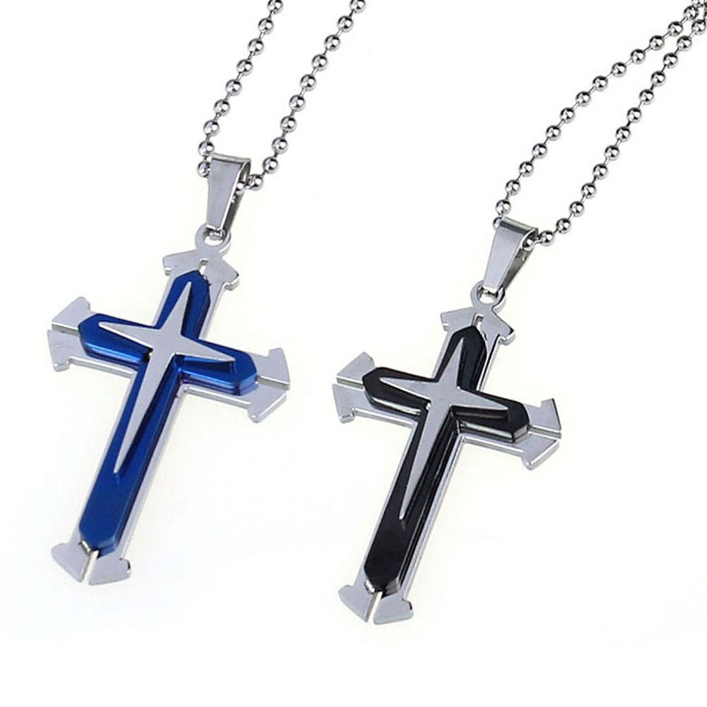 Men’s and Women’s Stainless Steel Necklaces Cross Pendant Necklaces Whit Chain