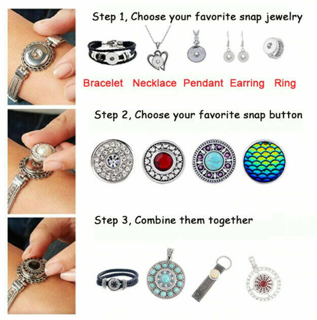 Snap Jewelry Stretch Ring Halo Rhinestone fits 18-20mm Ginger Style Charms New